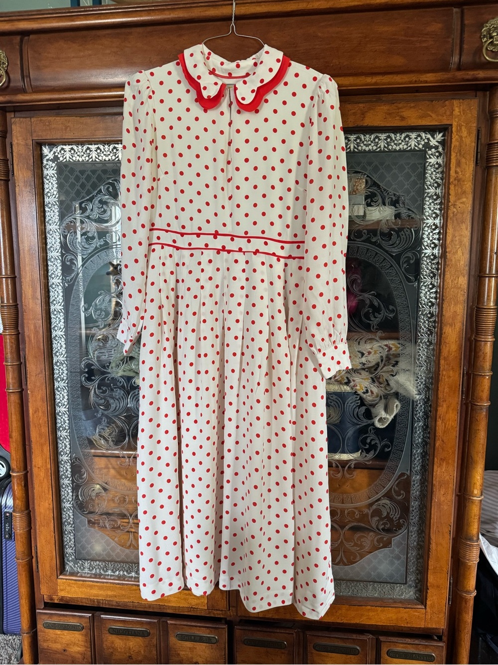 Boden White Dress with Red Polka Dots